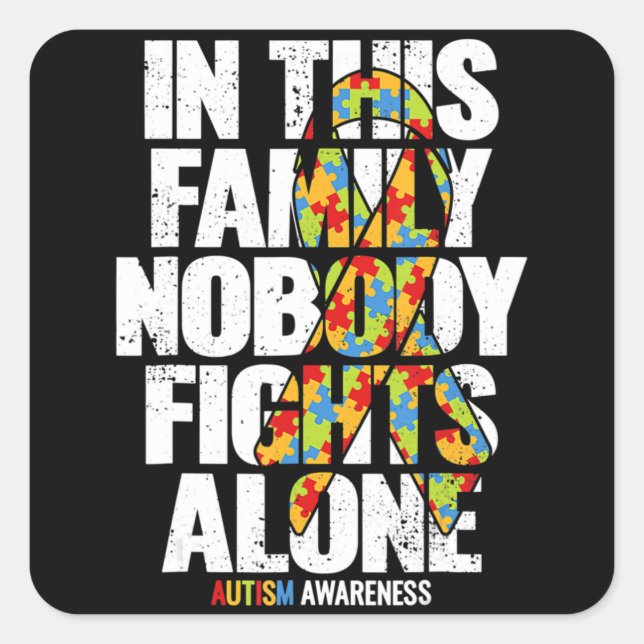 Pegatina Cuadrada Autism Awareness Shirs Family apoya el autismo de  (Anverso)
