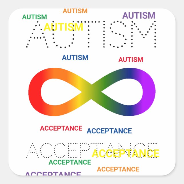 Pegatina Cuadrada Autismo Aceptación infinitos puntos (Anverso)