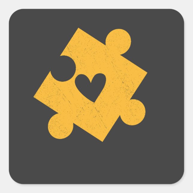 Pegatina Cuadrada Autismo Conciencia sobre el bolsillo amarillo de l (Anverso)