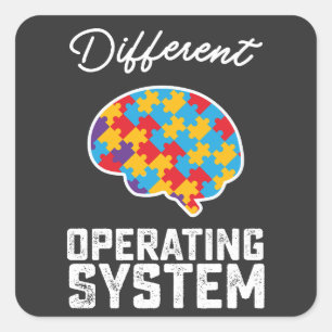 Pegatina Cuadrada Autismo Diferente Sistema Operativo Neurodiversida