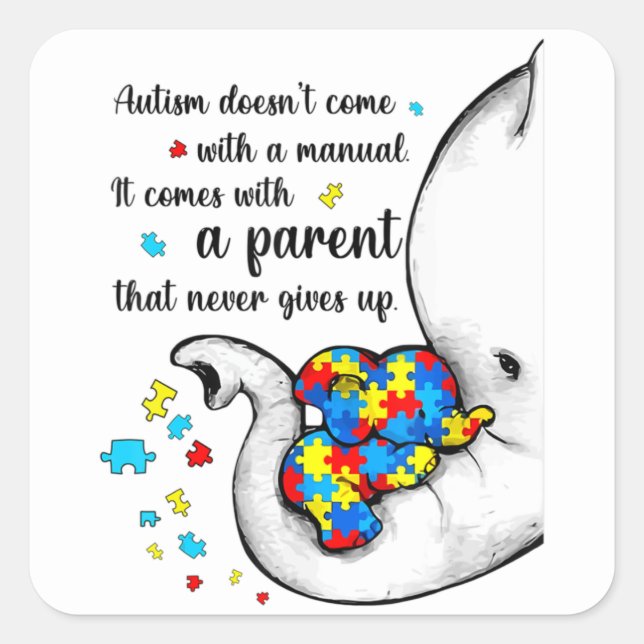 Pegatina Cuadrada Autismo Mamá Camisa a Mujeres Camisetas de Concien (Anverso)