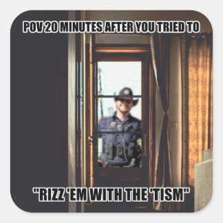 Pegatina Cuadrada Autismo "Rizz 'Em con el 'Tism" Meme