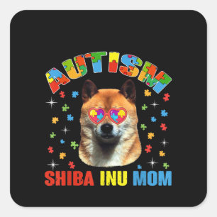 Pegatina Cuadrada Autista   Autismo Pieza de rompecabezas de Shiba I