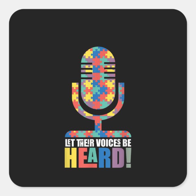 Pegatina Cuadrada autista| Que sus voces sean escuchadas voz autista (Anverso)