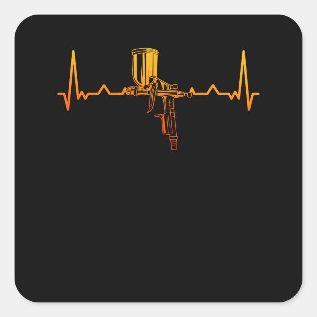 Pegatina Cuadrada Auto Body Painter Car Painter Spray Gun (Anverso)