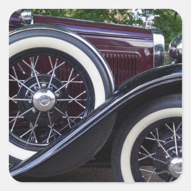 Pegatina Cuadrada Auto clásico de Ford A 1930 (Anverso)