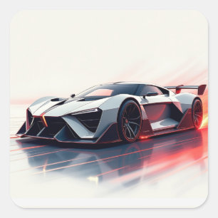 Pegatina Cuadrada Auto deportivo futurista - Diseño elegante generad