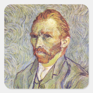 Pegatina Cuadrada Auto-retrato Vincent Willem van Gogh