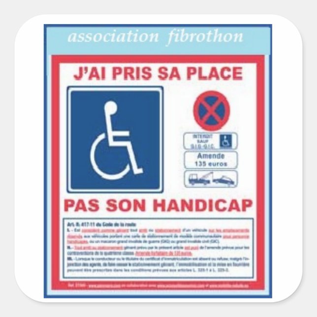 Pegatina Cuadrada autoadhesivo stationnement2 (Anverso)