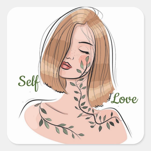 Pegatina Cuadrada Autoamor (Anverso)