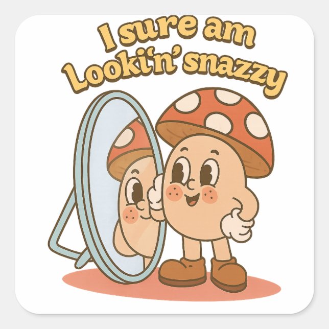 Pegatina Cuadrada Autoamor de hongos (Anverso)