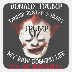 PEGATINA CUADRADA AUTOBIOGRAFÍA DE DONALD TRUMP 2024 ESTÁ DISPONIBLE