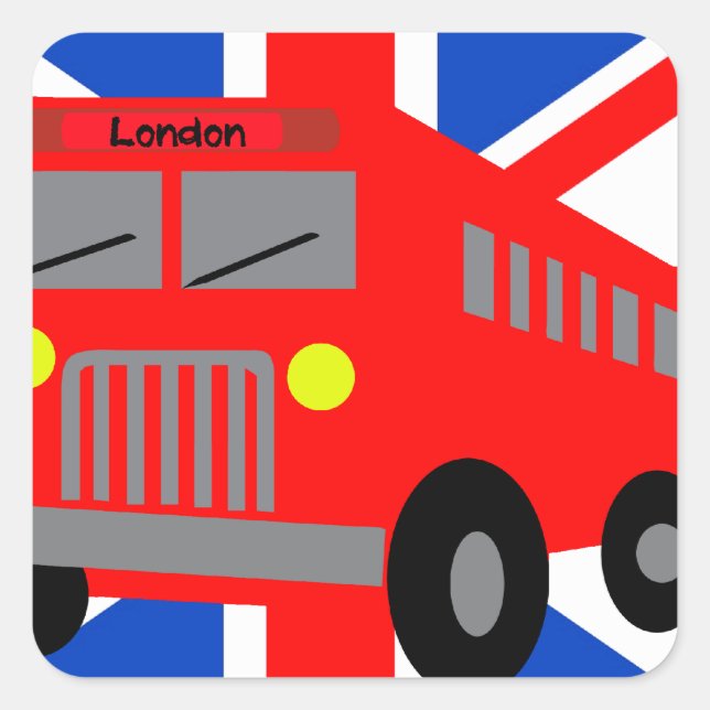Pegatina Cuadrada Autobús en London (Anverso)