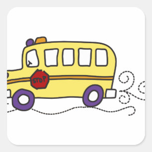 Pegatina Cuadrada Autobús escolar