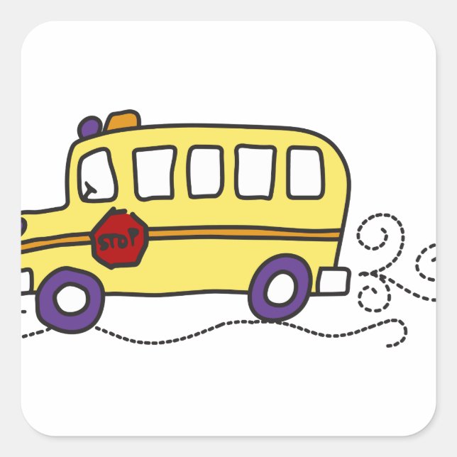 Pegatina Cuadrada Autobús escolar (Anverso)