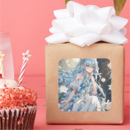 Pegatina Cuadrada autocollant fête fille