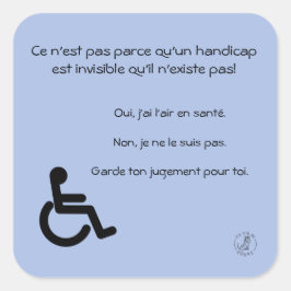 Pegatina Cuadrada Autocollant handicap invisible