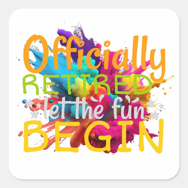 Pegatina Cuadrada Autocollant Officiellement retraité (Anverso)