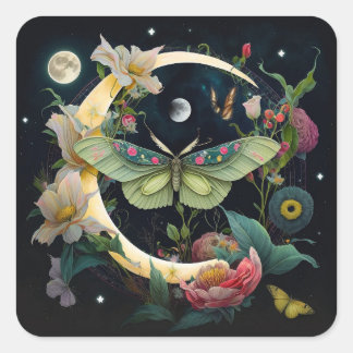 Pegatina Cuadrada Autocollant-  Papillon de nuit