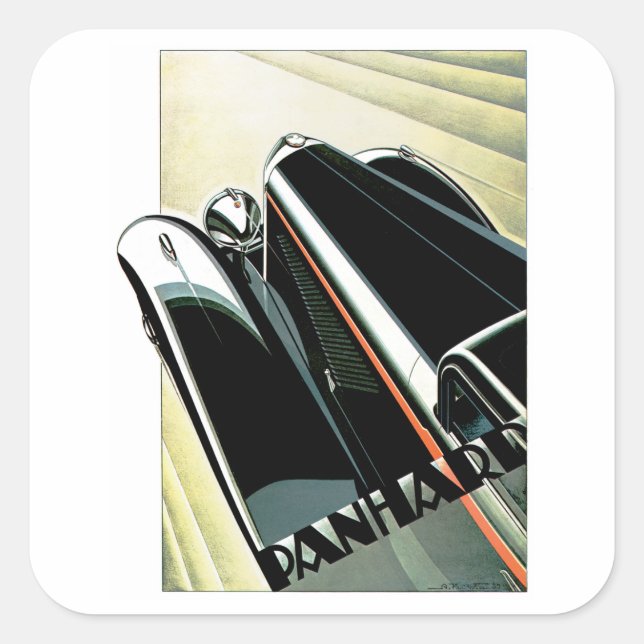 Pegatina Cuadrada Automóvil Art Deco (Anverso)