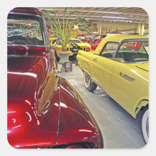 Pegatina Cuadrada Automóviles de época en el Museo del Automóvil de 