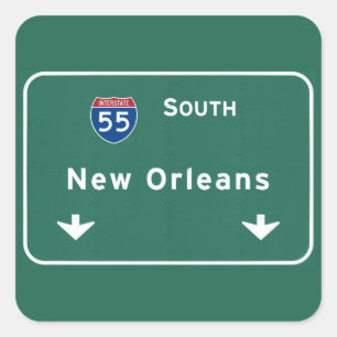 Pegatina Cuadrada Autopista Interestatal de Nueva Orleans Louisiana: