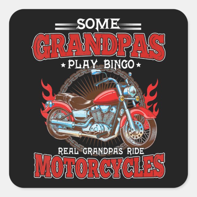 Pegatina Cuadrada Autopista Real Grandpas Motocicleta Lover (Anverso)