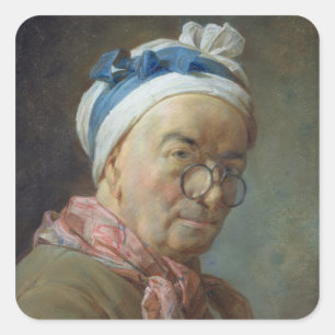 Pegatina Cuadrada Autoretrato con espectáculos, 1771