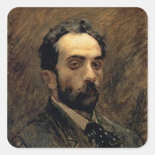 Pegatina Cuadrada Autorretrato, 1890s