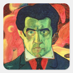 Pegatina Cuadrada Autorretrato, 1908