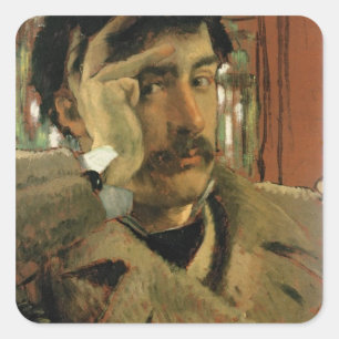 Pegatina Cuadrada Autorretrato de James Tissot el  , c.1865