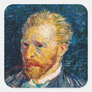 Pegatina Cuadrada Autorretrato de Vincent Van Gogh