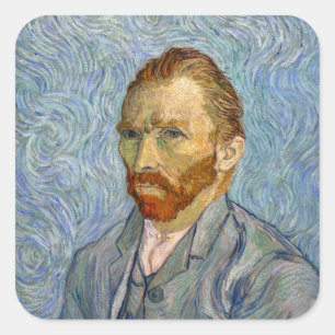 Pegatina Cuadrada Autorretrato de Vincent Van Gogh