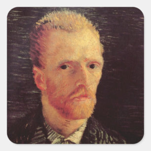 Pegatina Cuadrada Autorretrato de Vincent van Gogh, Arte Antiguo de 