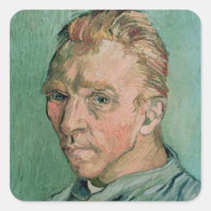 Pegatina Cuadrada Autorretrato de Vincent van Gogh el , 1889