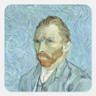 Pegatina Cuadrada Autorretrato de Vincent van Gogh el  , 1889