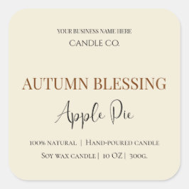 Pegatina Cuadrada Autumn Blessing Apple Pie | Fall Candle Label