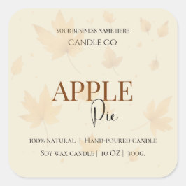 Pegatina Cuadrada Autumn Blessing Apple Pie | Fall Candle Label