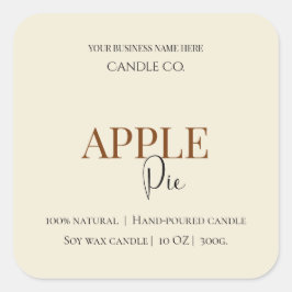 Pegatina Cuadrada Autumn Blessing Apple Pie | Fall Candle Label
