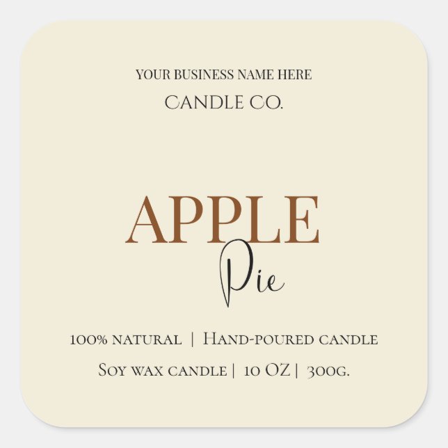 Pegatina Cuadrada Autumn Blessing Apple Pie | Fall Candle Label  (Anverso)