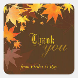 Pegatina Cuadrada Autumn Bliss Maple Boda Gracias