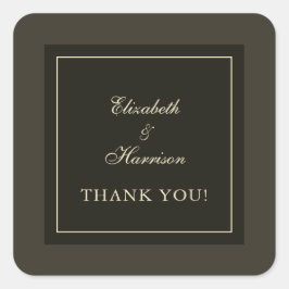 Pegatina Cuadrada Autumn Brown Hues & Ivory Boda Gracias