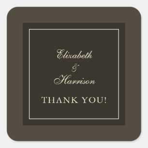 Pegatina Cuadrada Autumn Brown Hues & Ivory Boda Gracias