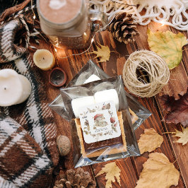 Pegatina Cuadrada Autumn Woodland Forest Mushroom Baby Shower