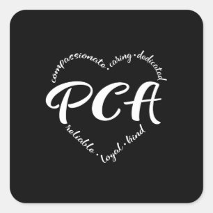 Pegatina Cuadrada Auxiliar de cuidados personales, pca, atención dom