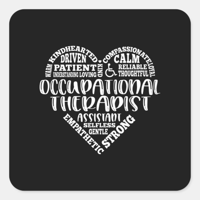 Pegatina Cuadrada Auxiliar de terapeuta ocupacional, OTA (Anverso)