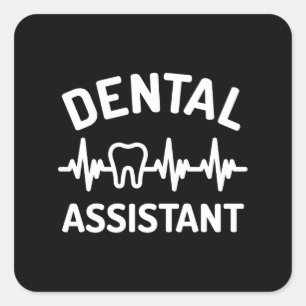Pegatina Cuadrada Auxiliar dental, ekg, latido del corazón