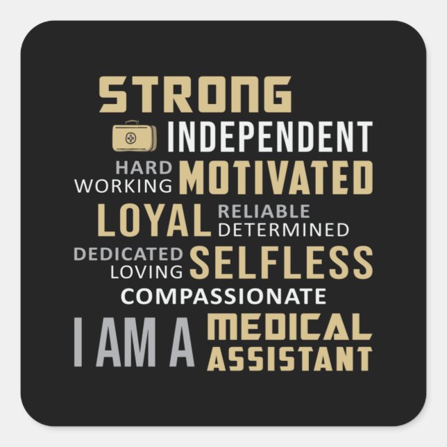 Pegatina Cuadrada Auxiliar Médico Auxiliar Médica Enfermera Funny (Anverso)