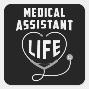 Pegatina Cuadrada Auxiliar Médico Médica de Vida Enfermera de Medici