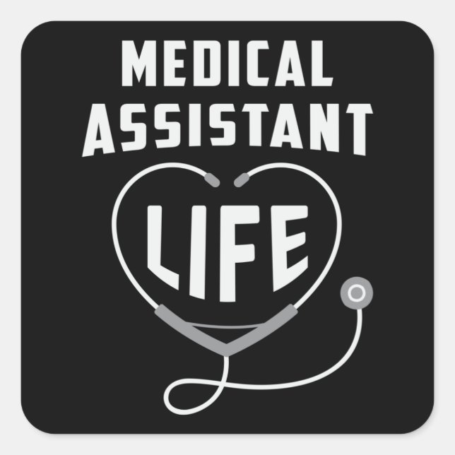 Pegatina Cuadrada Auxiliar Médico Médica de Vida Enfermera de Medici (Anverso)